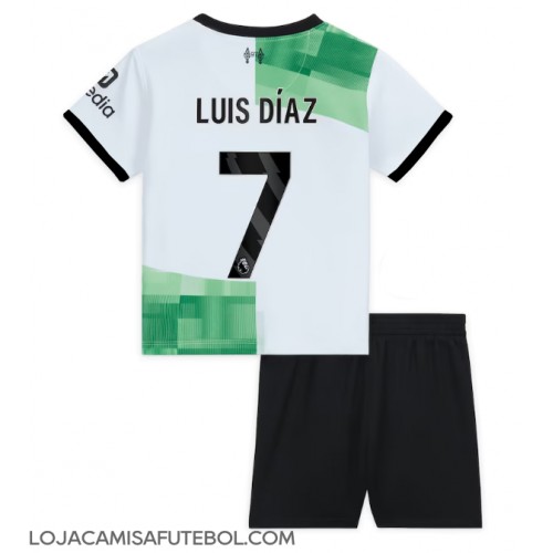 Camisa de Futebol Liverpool Luis Diaz #7 Equipamento Secundário Infantil 2023-24 Manga Curta (+ Calças curtas)